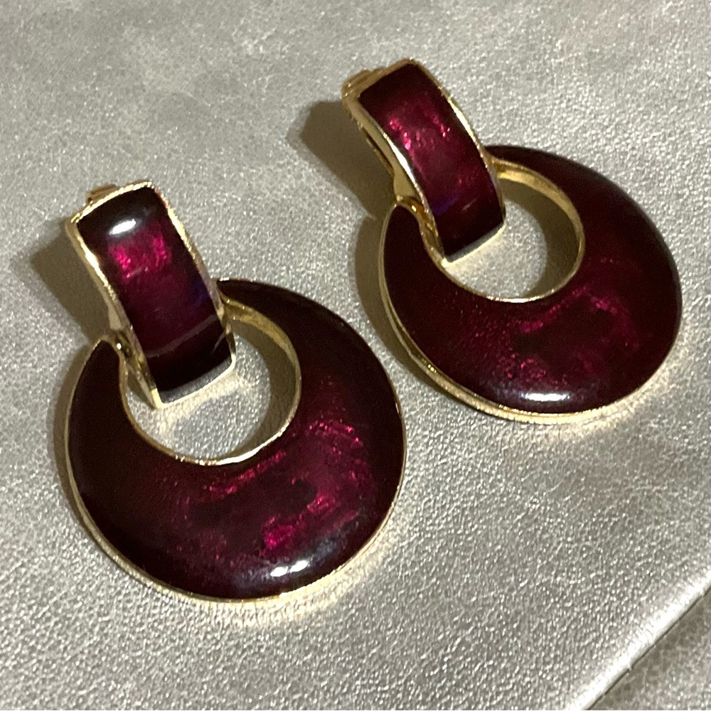 Vintage Womens Clip on Door knocker Drop Earrings